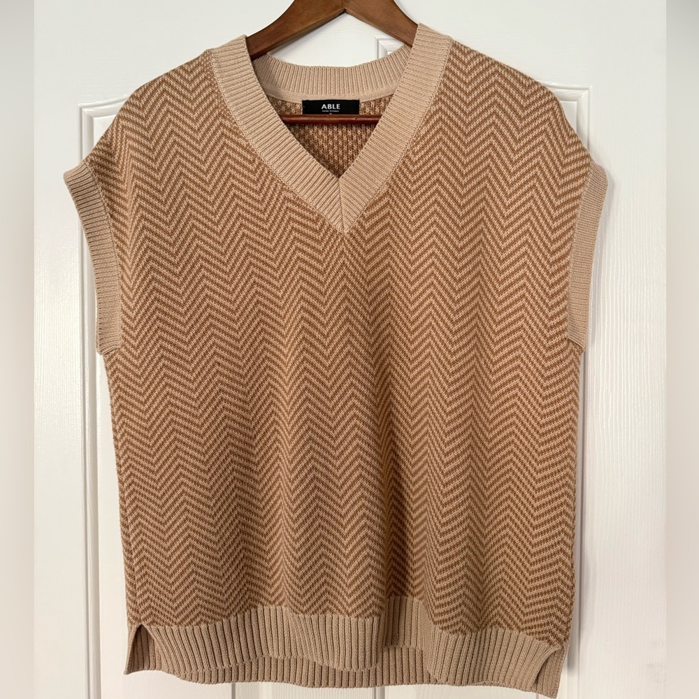 ABLE Herringbone V-Neck Sweater Vest